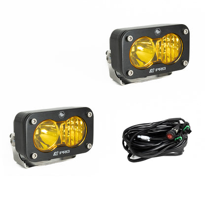 Baja Designs S2 Pro Black LED Light Pod Pair (Driving/Combo; Baja Amber) by Baja Designs