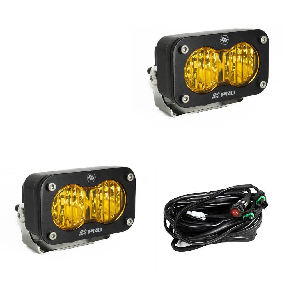 Baja Designs S2 Pro Black LED Light Pod Pair (Wide Cornering; Baja Amber) by Baja Designs