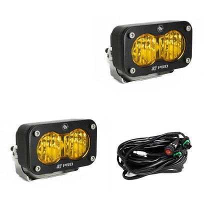 Baja Designs S2 Pro Black LED Light Pod Pair (Wide Cornering; Baja Amber) by Baja Designs