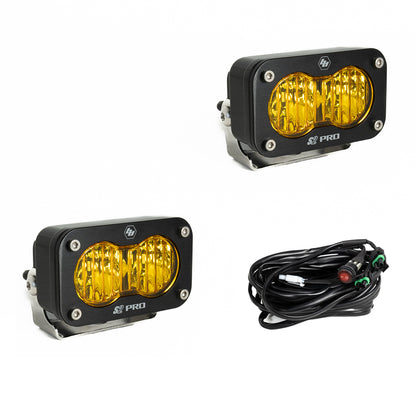 Baja Designs S2 Pro Black LED Light Pod Pair (Wide Cornering; Baja Amber) by Baja Designs