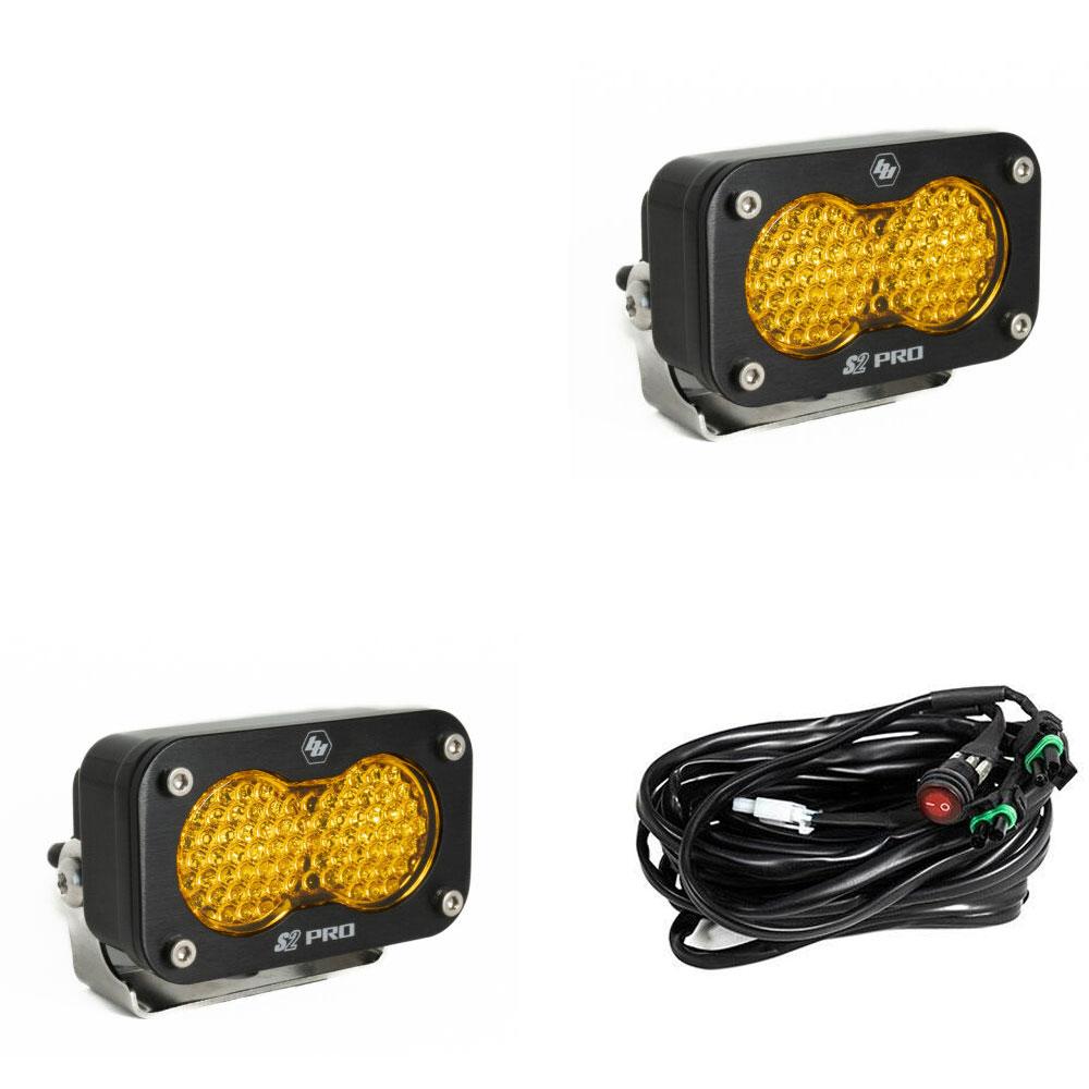 Baja Designs S2 Pro Black LED Light Pod Pair (Work/Scene; Baja Amber) by Baja Designs