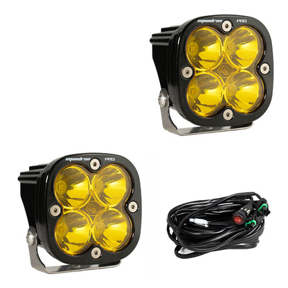 Baja Designs Squadron Pro Black LED Light Pod Pair (Spot; Baja Amber)
