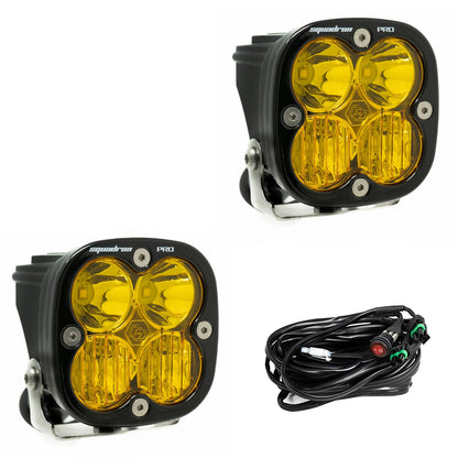 Baja Designs Squadron Pro Black LED Light Pod Pair (Driving/Combo; Baja Amber)