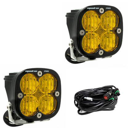 Baja Designs Squadron Pro Black LED Light Pod Pair (Wide Cornering; Baja Amber)