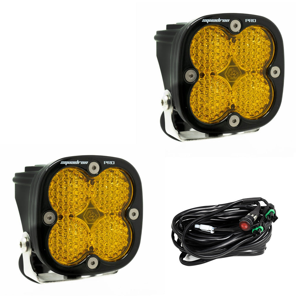 Baja Designs Squadron Pro Black LED Light Pod Pair (Work/Scene; Baja Amber)