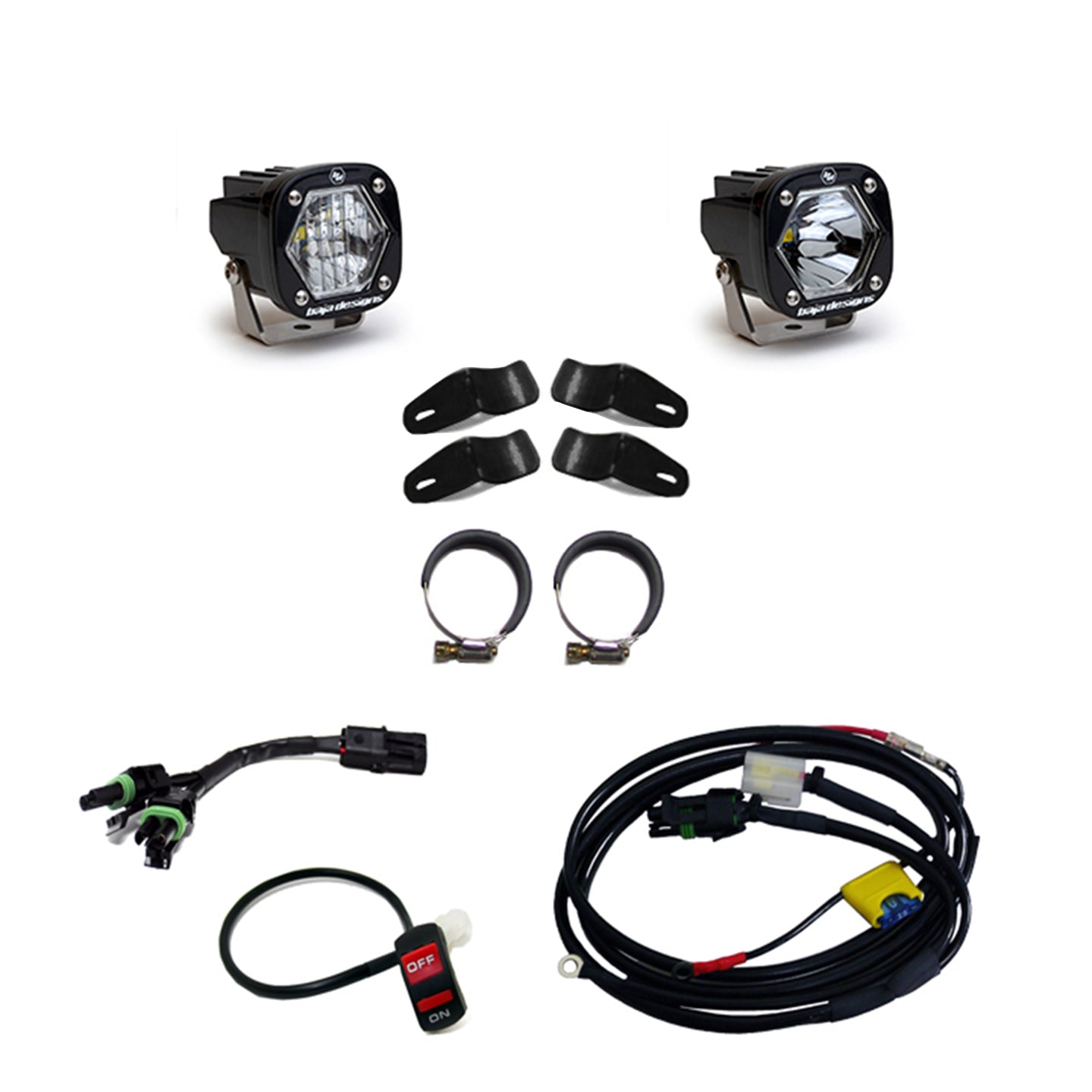 Baja Designs Moto S1 Auxiliary Light Kit (Universal Battery; Multi-Pattern; Clear)