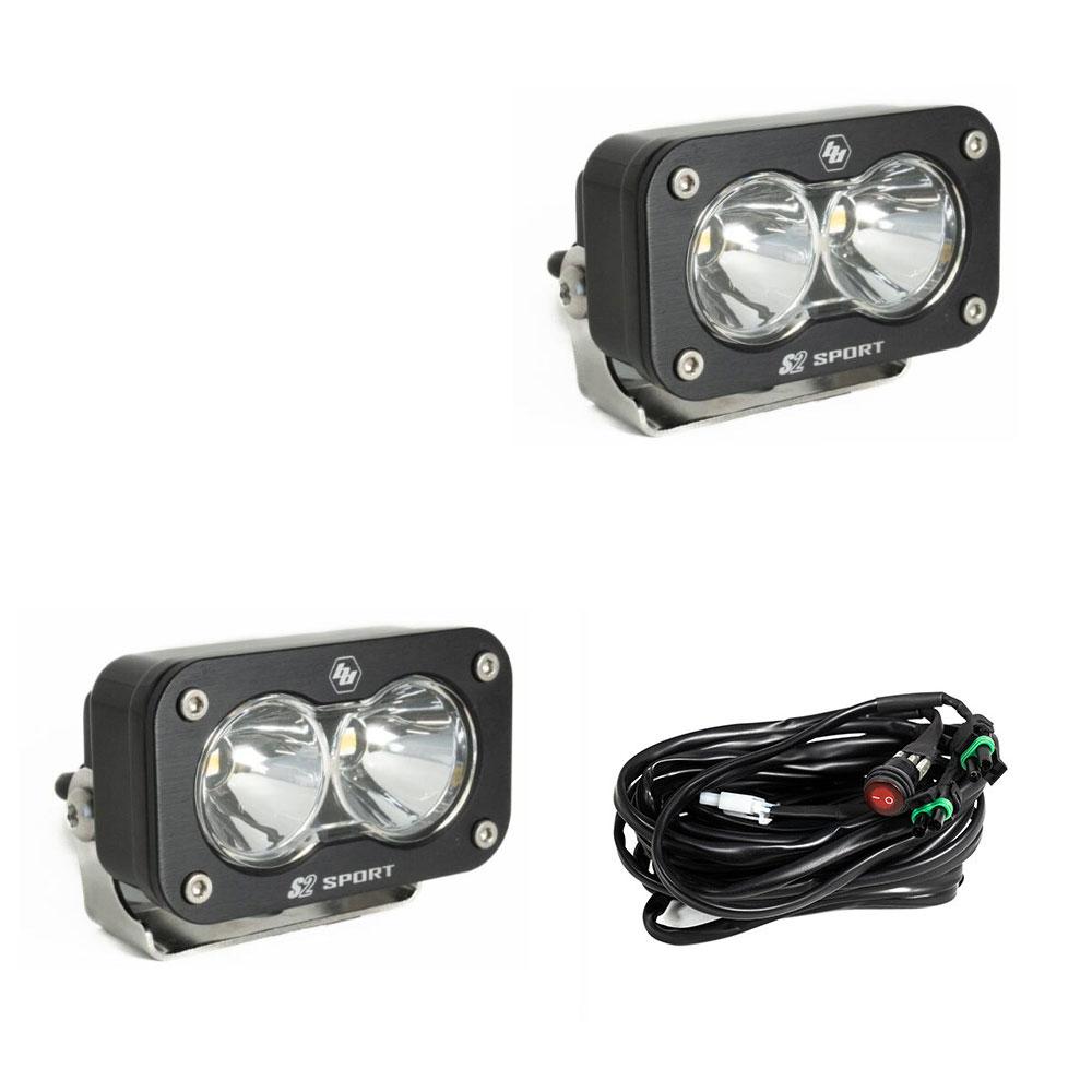Baja Designs S2 Sport Black LED Light Pod Pair (Spot; Clear)