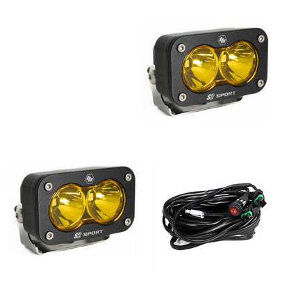 Baja Designs S2 Sport Black LED Light Pod Pair (Spot; Baja Amber)