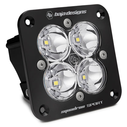 Baja Designs Squadron Sport Black Flush Mount LED Auxiliary Light Pod (Spot; Clear)