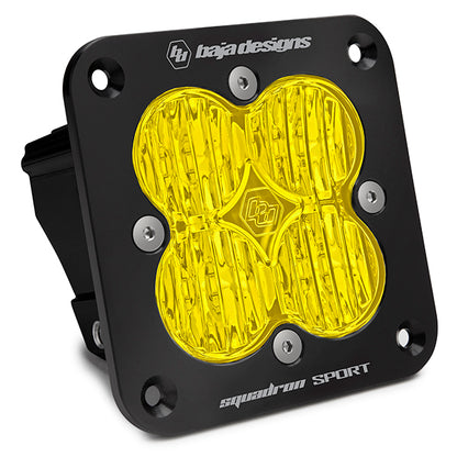 Baja Designs Squadron Sport Black Flush Mount LED Auxiliary Light Pod (Wide Cornering; Baja Amber)