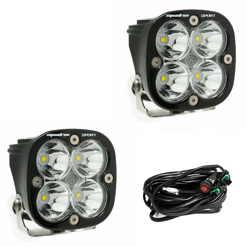 Baja Designs Squadron Sport Black LED Light Pod Pair (Spot; Clear)