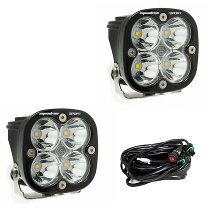 Baja Designs Squadron Sport Black LED Light Pod Pair (Spot; Clear)