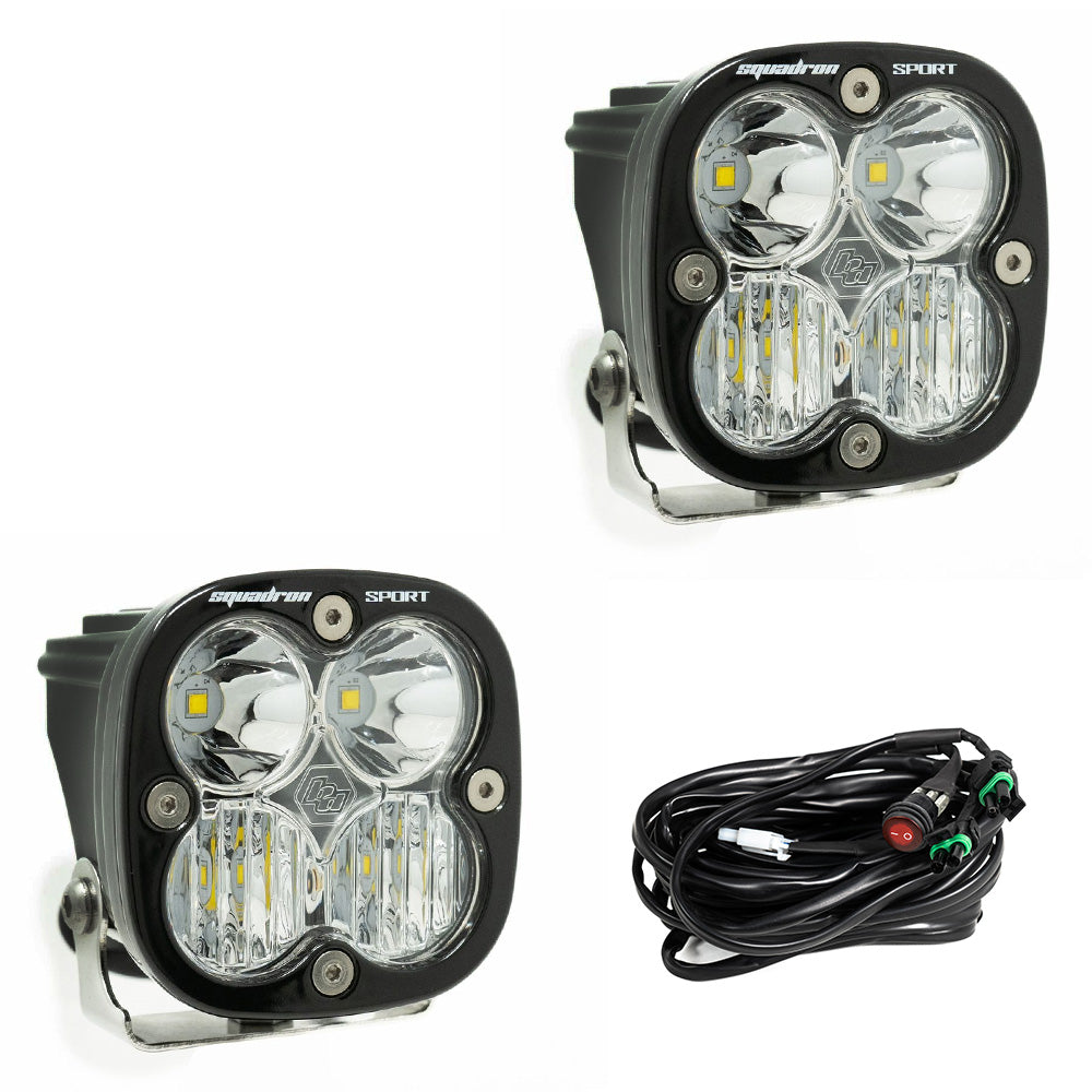 Baja Designs Squadron Sport Black LED Light Pod Pair (Driving/Combo; Clear)