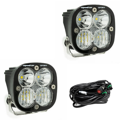 Baja Designs Squadron Sport Black LED Light Pod Pair (Driving/Combo; Clear)