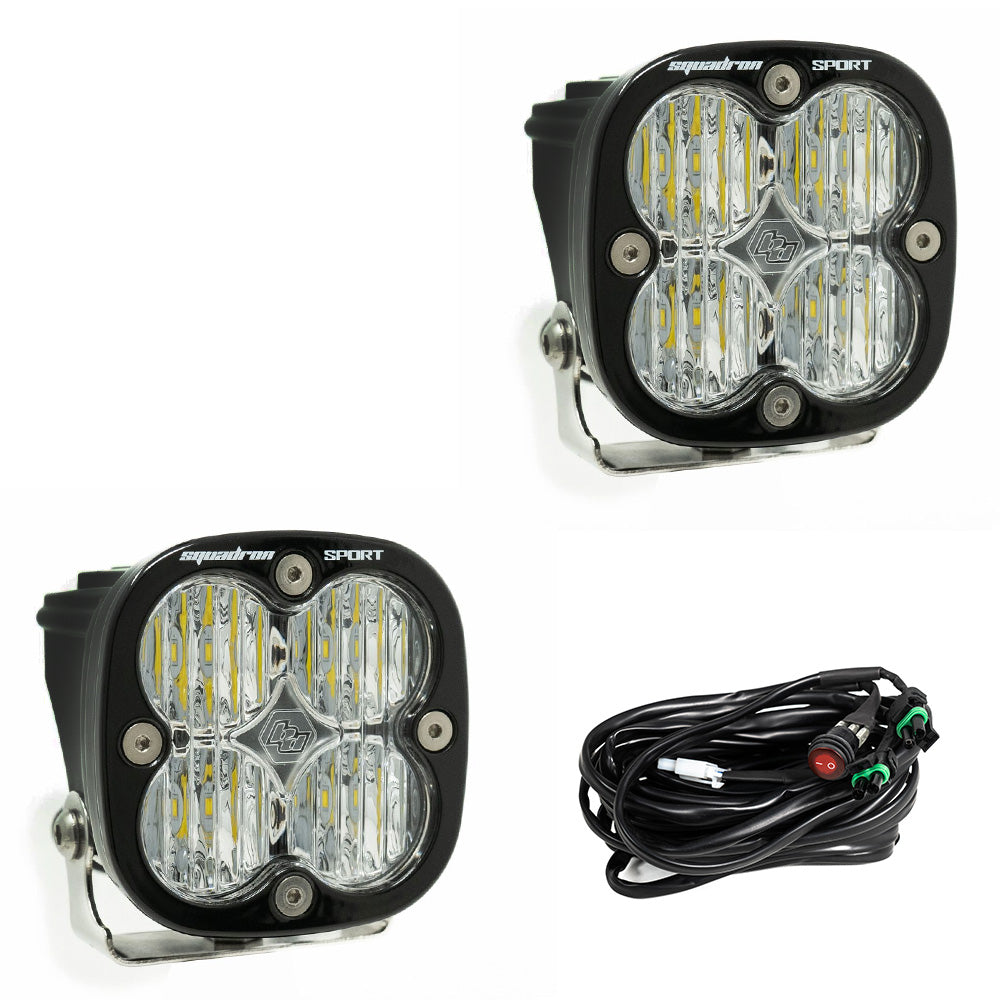 Baja Designs Squadron Sport Black LED Light Pod Pair (Wide Cornering; Clear)