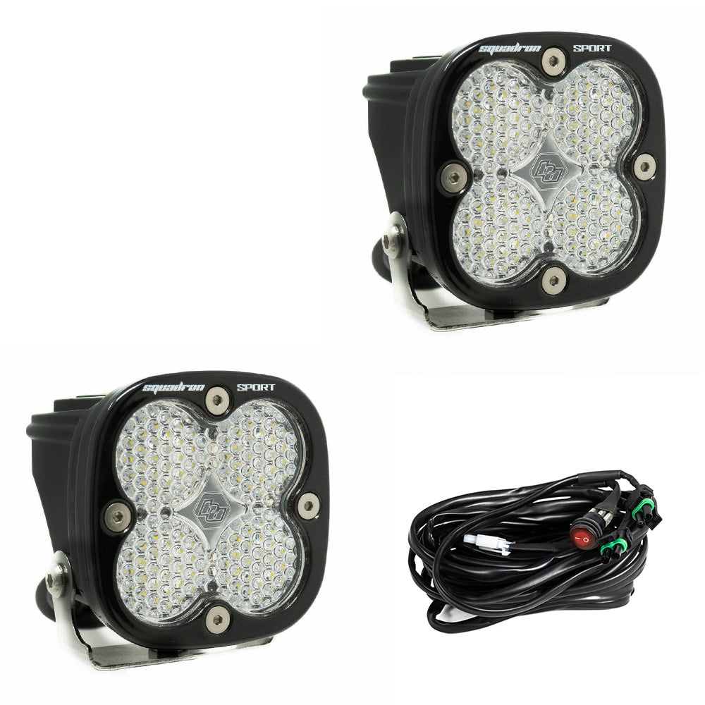 Baja Designs Squadron Sport Black LED Light Pod Pair (Work/Scene; Clear)