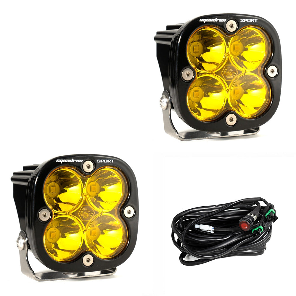 Baja Designs Squadron Sport Black LED Light Pod Pair (Spot; Baja Amber)