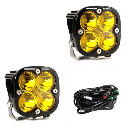 Baja Designs Squadron Sport Black LED Light Pod Pair (Spot; Baja Amber)