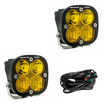 Baja Designs Squadron Sport Black LED Light Pod Pair (Driving/Combo; Baja Amber)