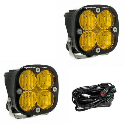 Baja Designs Squadron Sport Black LED Light Pod Pair (Wide Cornering; Baja Amber)