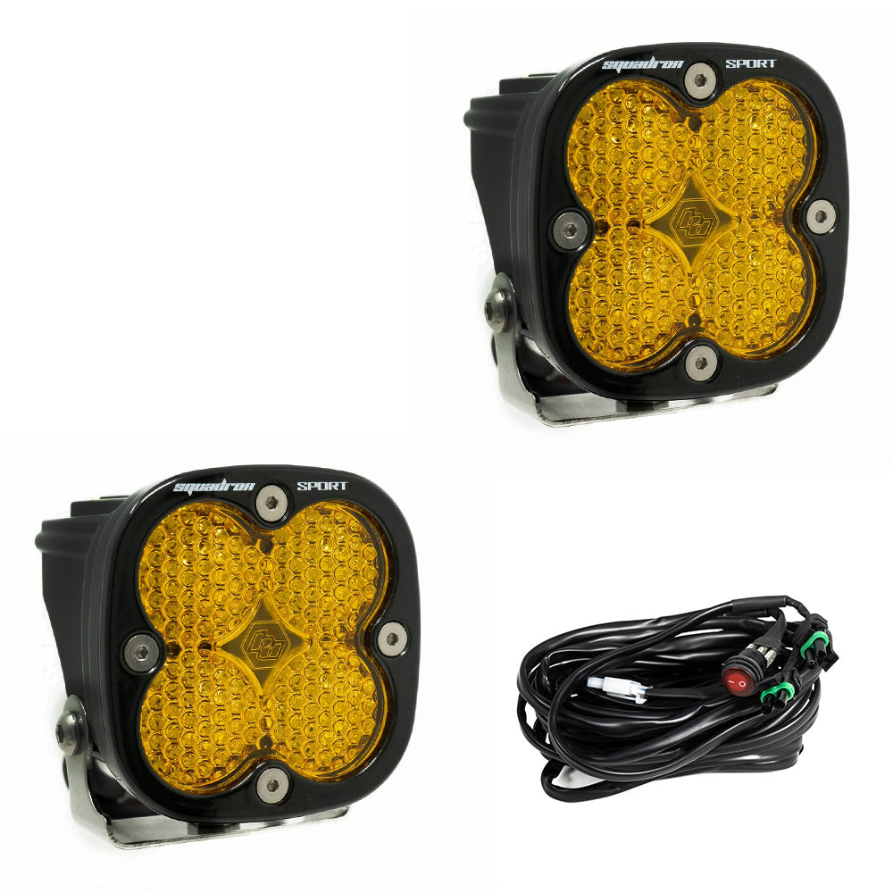 Baja Designs Squadron Sport Black LED Light Pod Pair (Work/Scene; Baja Amber)