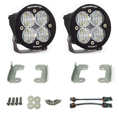 Baja Designs Squadron-R Sport Fog Pocket Kit - '10-18 Wrangler JK; w/ Standard OE Bumper (Wide Cornering; Clear)