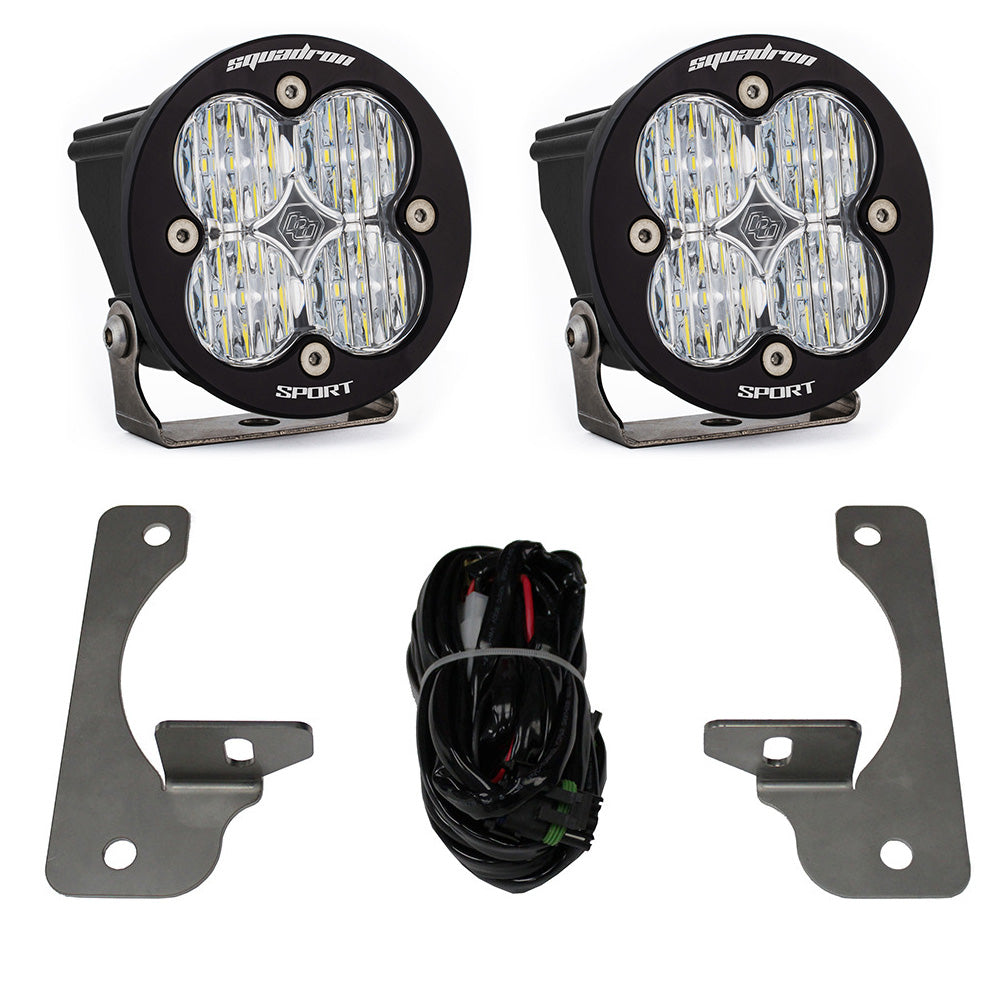 Baja Designs Squadron-R Sport Fog Pocket Kit - '10-18 Wrangler JK; w/ Premium OE Bumper (Wide Cornering; Clear)