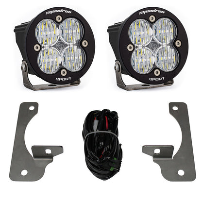 Baja Designs Squadron-R Sport Fog Pocket Kit - '10-18 Wrangler JK; w/ Premium OE Bumper (Wide Cornering; Clear)
