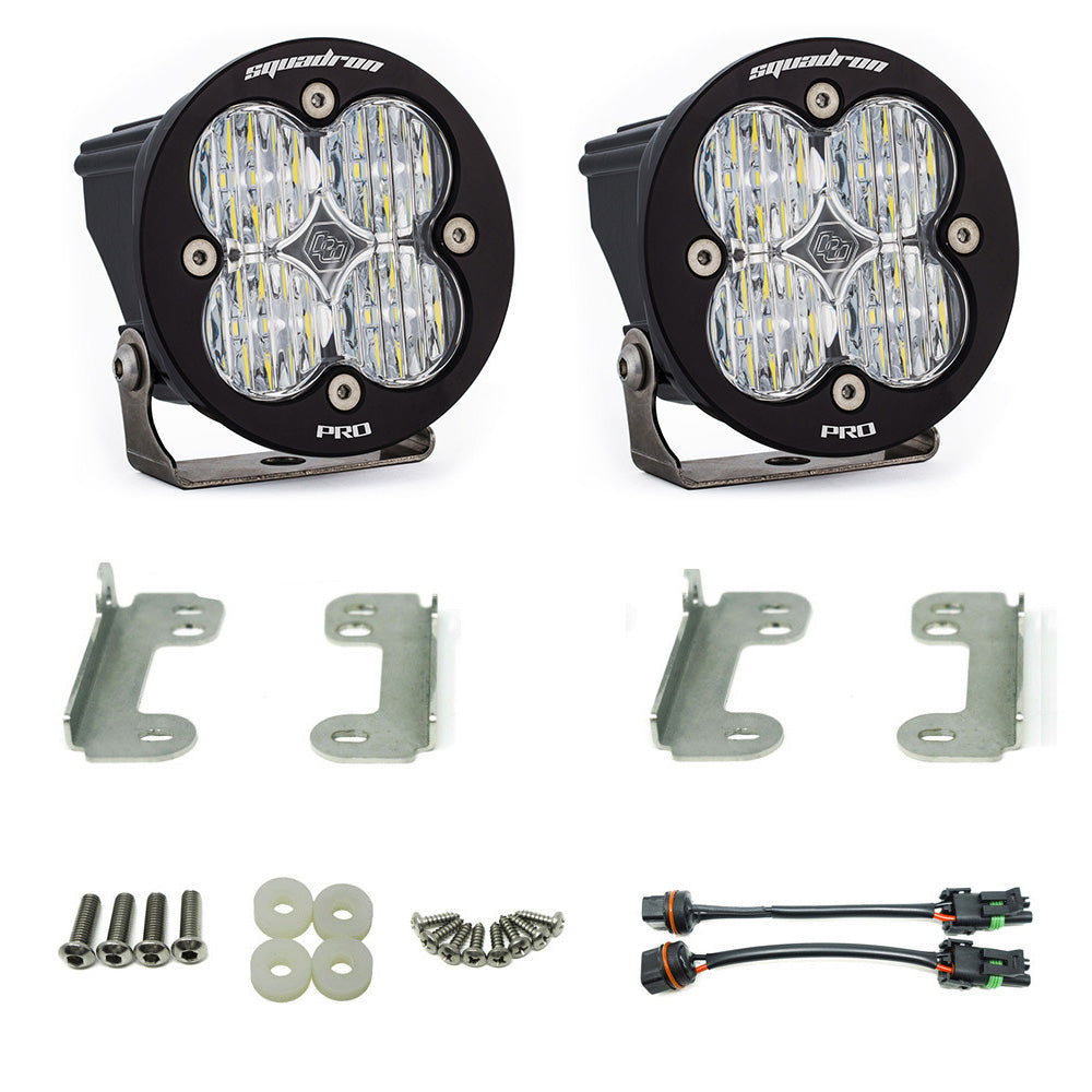 Baja Designs Squadron-R Pro Fog Pocket Kit - '10-18 Wrangler JK; w/ Standard OE Bumper (Wide Cornering; Clear)