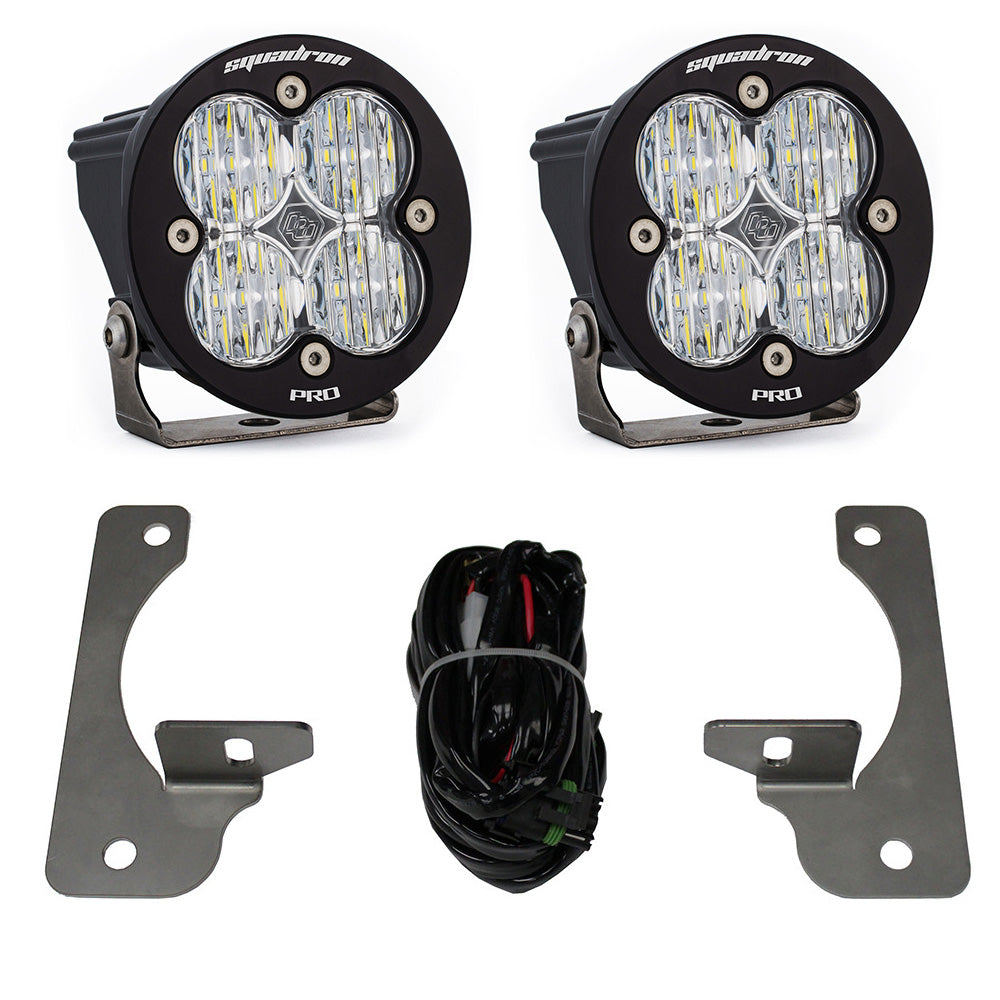 Baja Designs Squadron-R Pro Fog Pocket Kit - '10-18 Wrangler JK; w/ Premium OE Bumper (Wide Cornering; Clear)