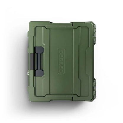 DECKED Halfrack 32 Case - Includes one (1) weatherproof 32-liter latching case and two (2) Case Dividers - In Ranger Green with black latches by DECKED