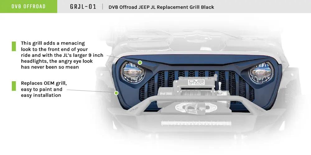 DV8 Offroad JT Replacement Grille Black by DV8 Offroad