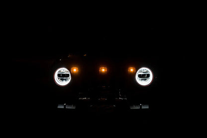DV8 Offroad Set of three amber accent lights that install inside the front grill of the 18+ Jeep Wrangler JL. The mounting brackets are constructed from steel & powder coated & the LED lights allow your vehicle to be seen easier in low situations by DV8 Offroad