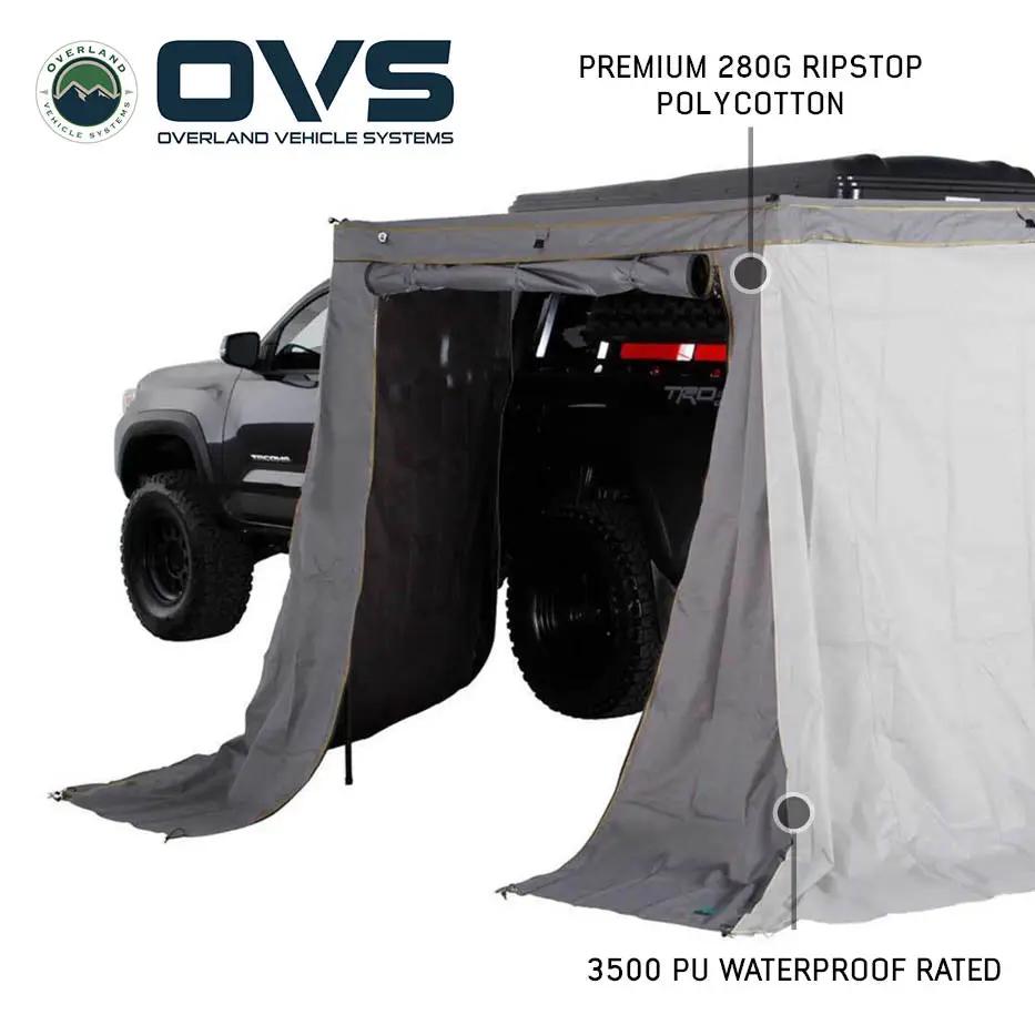 OVS HD Nomadic 270 LTE - Awning Wall 1, Driver Side, Grey Body, Green Trim W/Storage Bag by OVS
