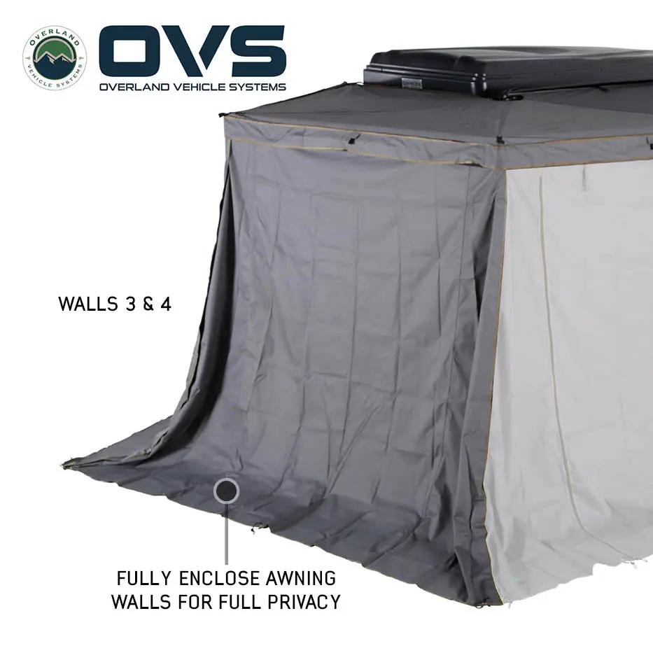 OVS HD Nomadic 270 LTE - Awning Wall 1, Driver Side, Grey Body, Green Trim W/Storage Bag by OVS