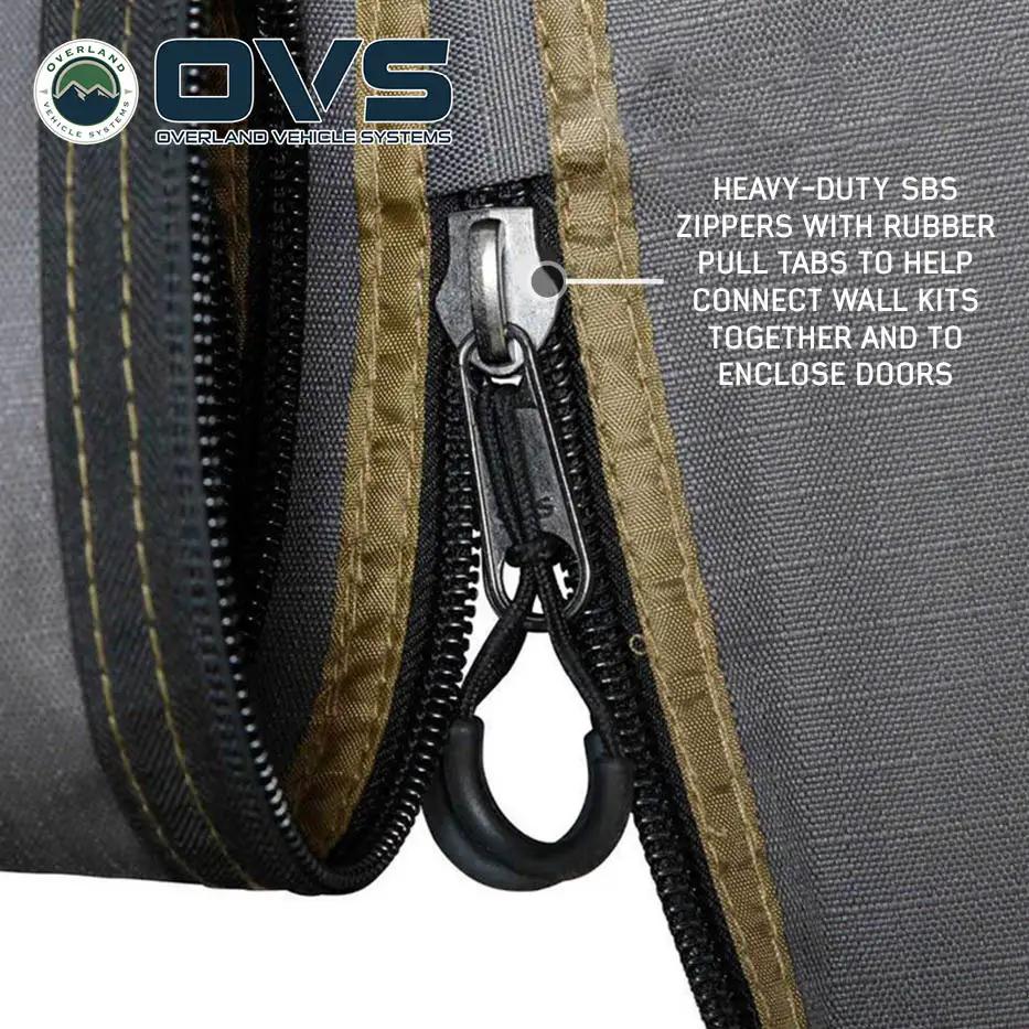 OVS HD Nomadic 270 LTE - Awning Wall 1, Driver Side, Grey Body, Green Trim W/Storage Bag by OVS