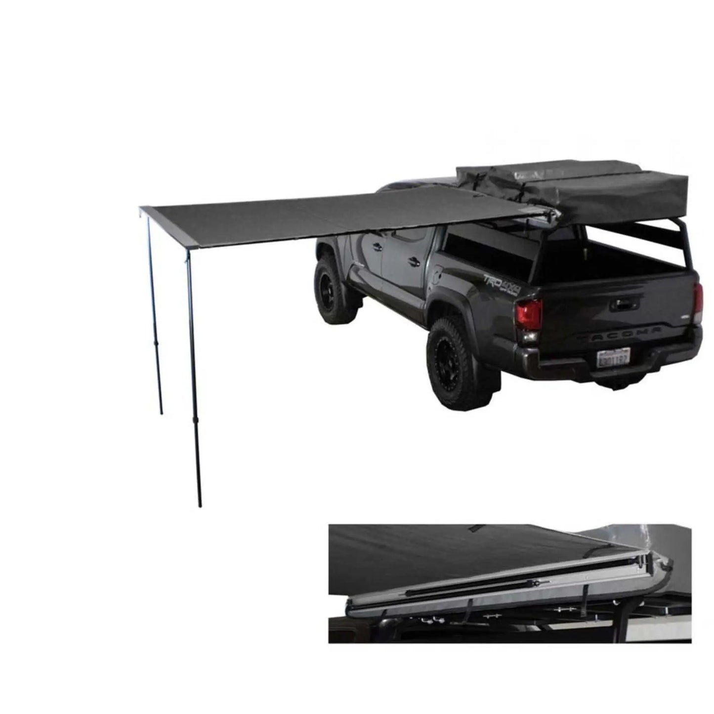 OVS HD Nomadic 2.0 - Awning, 6.5' Long, Grey Body, Green Trim & Black Travel Cover by OVS