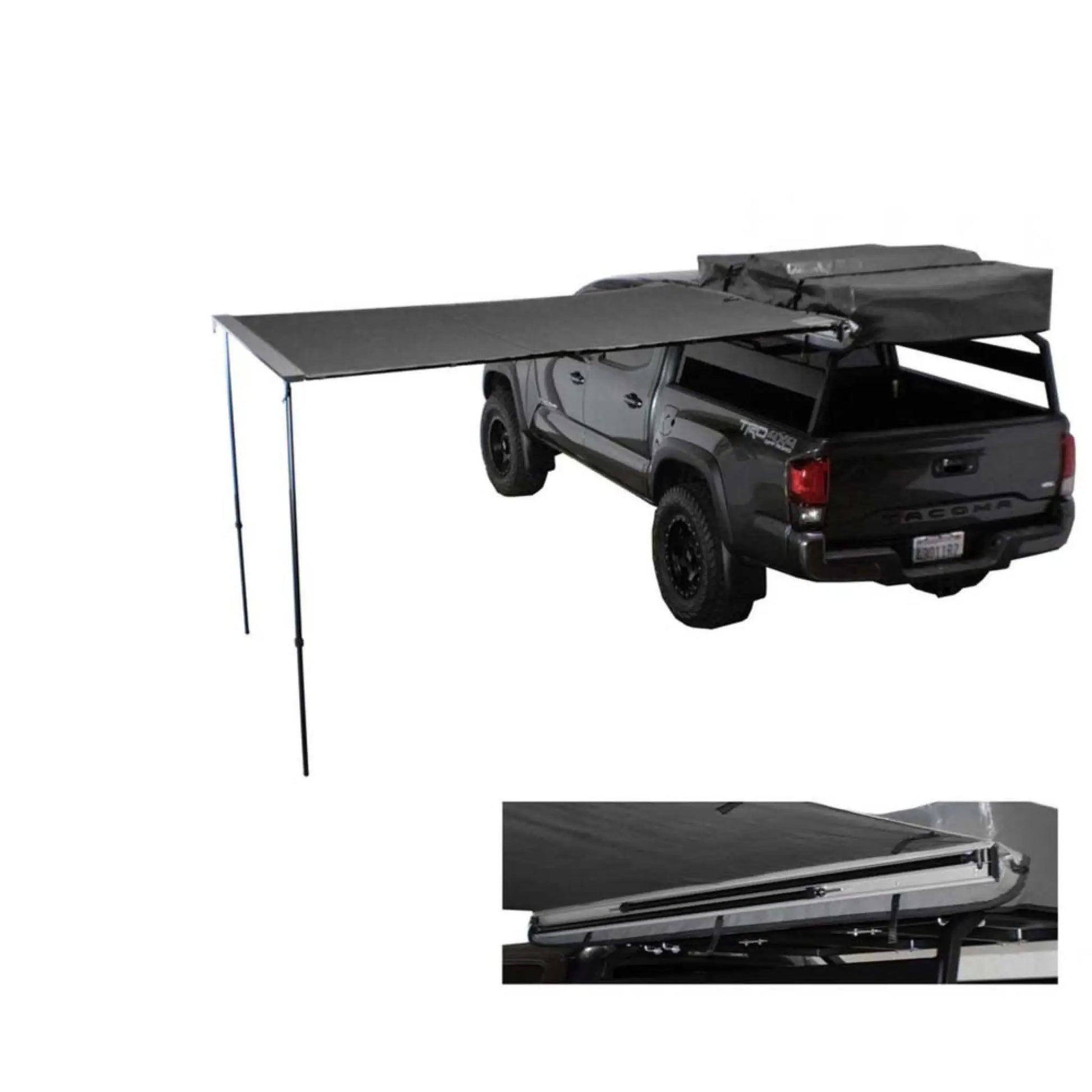 OVS HD Nomadic 2.0 - Awning, 6.5' Long, Grey Body, Green Trim & Black Travel Cover by OVS