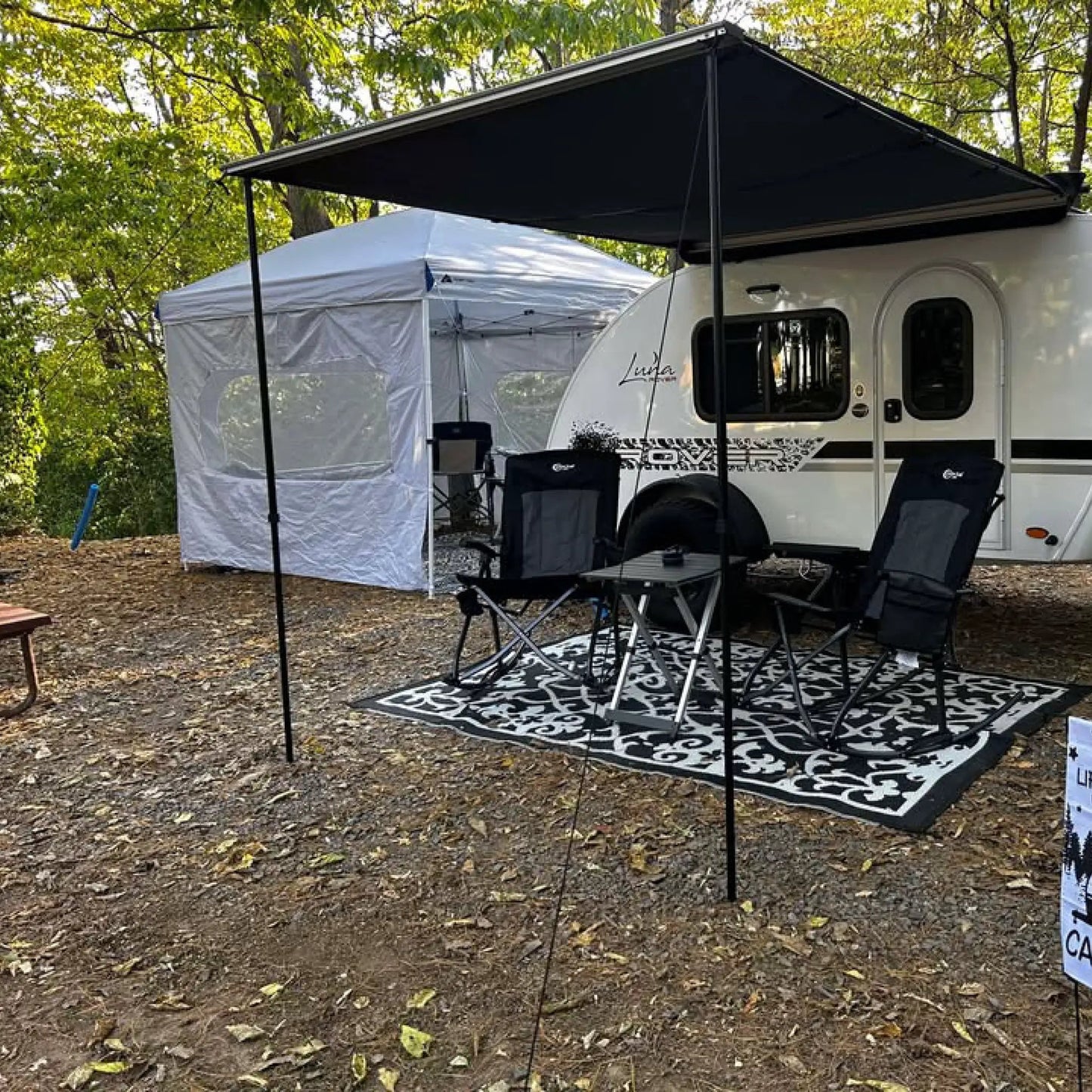OVS HD Nomadic 2.0 - Awning, 6.5' Long, Grey Body, Green Trim & Black Travel Cover by OVS