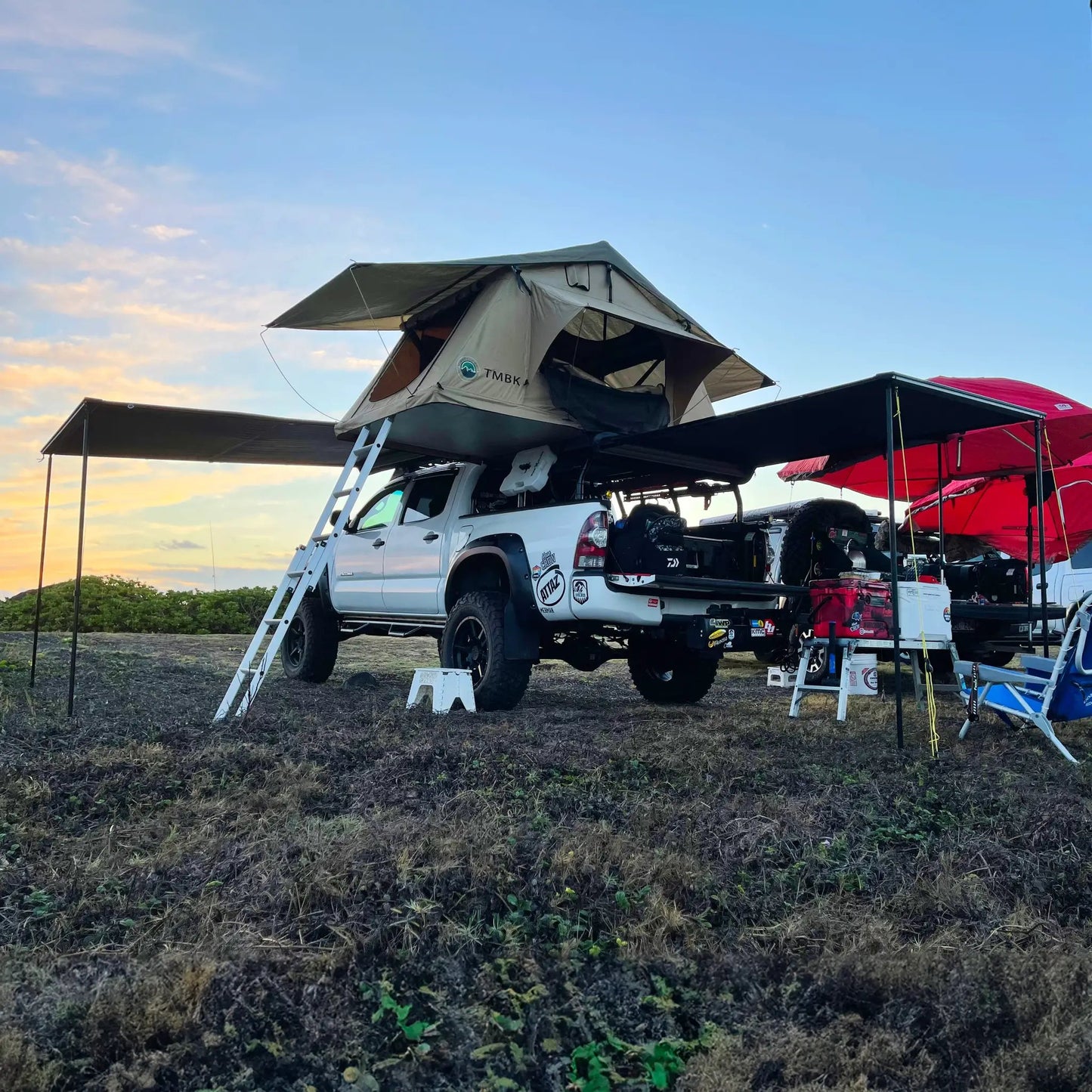 OVS HD Nomadic 2.0 - Awning, 6.5' Long, Grey Body, Green Trim & Black Travel Cover by OVS