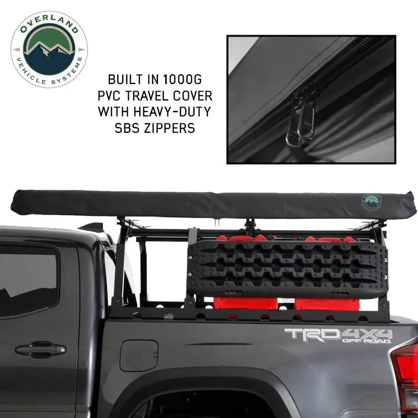 OVS HD Nomadic 2.0 - Awning, 6.5' Long, Grey Body, Green Trim & Black Travel Cover by OVS