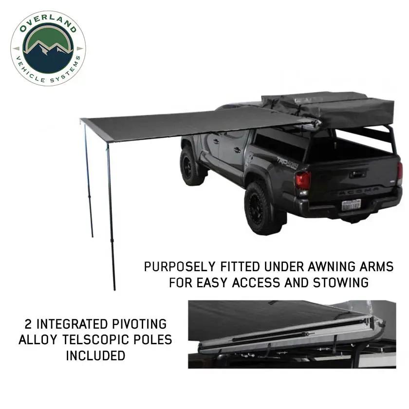 OVS HD Nomadic 2.0 - Awning, 6.5' Long, Grey Body, Green Trim & Black Travel Cover by OVS