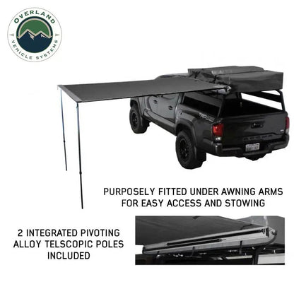 OVS HD Nomadic 2.0 - Awning, 6.5' Long, Grey Body, Green Trim & Black Travel Cover by OVS