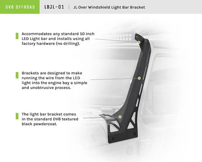 DV8 Offroad 18+ Jeep JL/20+ Jeep JT Full A-Pillar Light Mount by DV8 Offroad