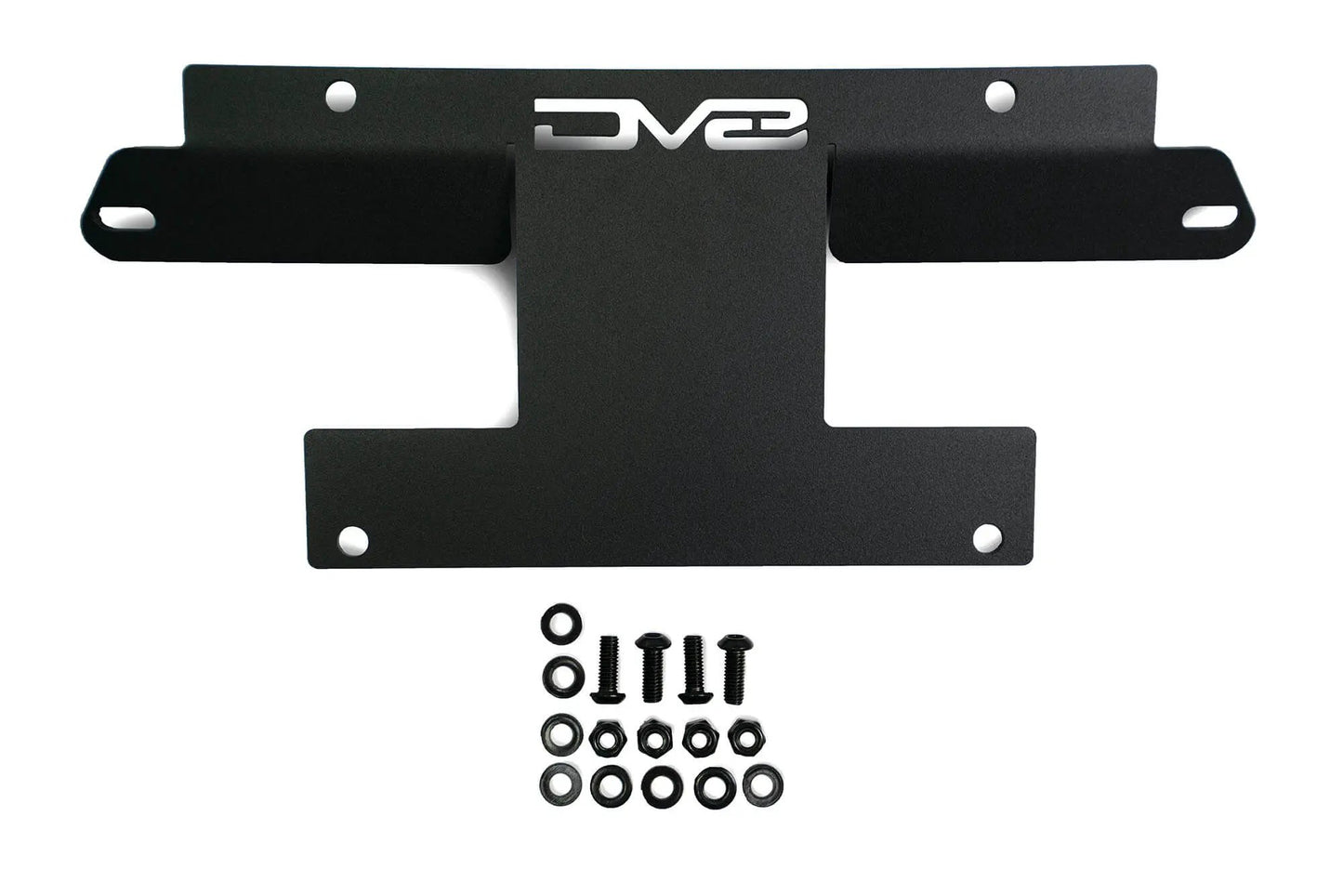 DV8 Offroad This front license plate relocation bracket places your license plate just below the center of your bumper at a slight angle by DV8 Offroad