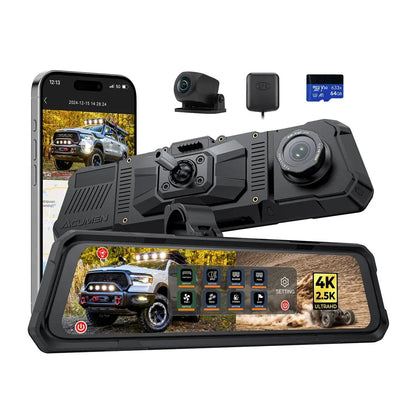 Acumen The Legend 2ch Waterproof Rear View Mirror Dash Cam with 4K Front and 2.5K Rear Cameras by Acumen Camera
