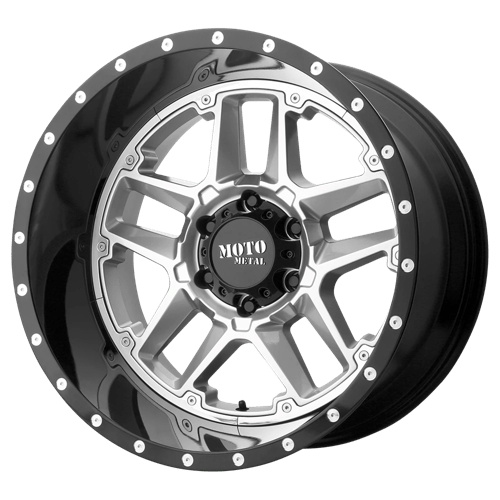 Moto Metal MO987 20X12 5X5.5 G-SLV G-BLK LP -44MM by Moto Metal