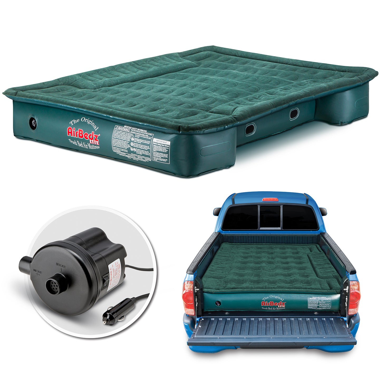 AirBedz Lite by Pittman Outdoors - PPI PV203C Mid Size 6.0'-6.5' Short Bed with Portable DC Air Pump - The Original Truck Bed Air Mattress