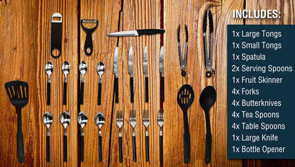 OVS Overland Kitchen Kit - 24 Piece Cooking and Utensil Kit, Hanging Carrying Case by OVS