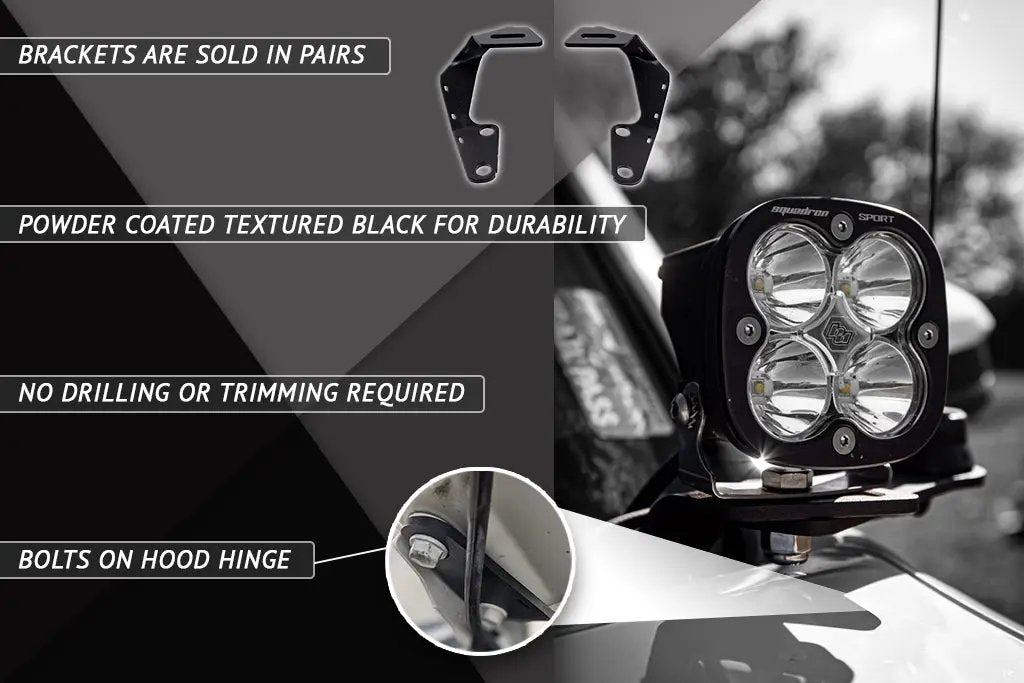 Rago Fabrication 2010-2023 5th Gen Toyota 4Runner Low Profile Ditch Light Brackets by Rago Fabrication